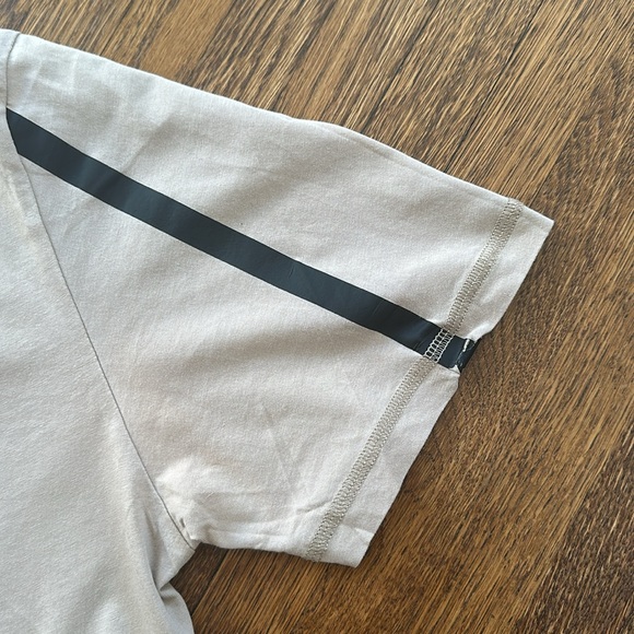 Neil Barrett Mens Tan Cotton Short Sleeve T-Shirt with Black taping details - Picture 6 of 8